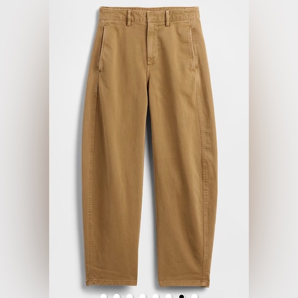 NWOT- GAP Brown Mid Rise Twill Barrel Trousers, Never worn - Picture 3 of 13